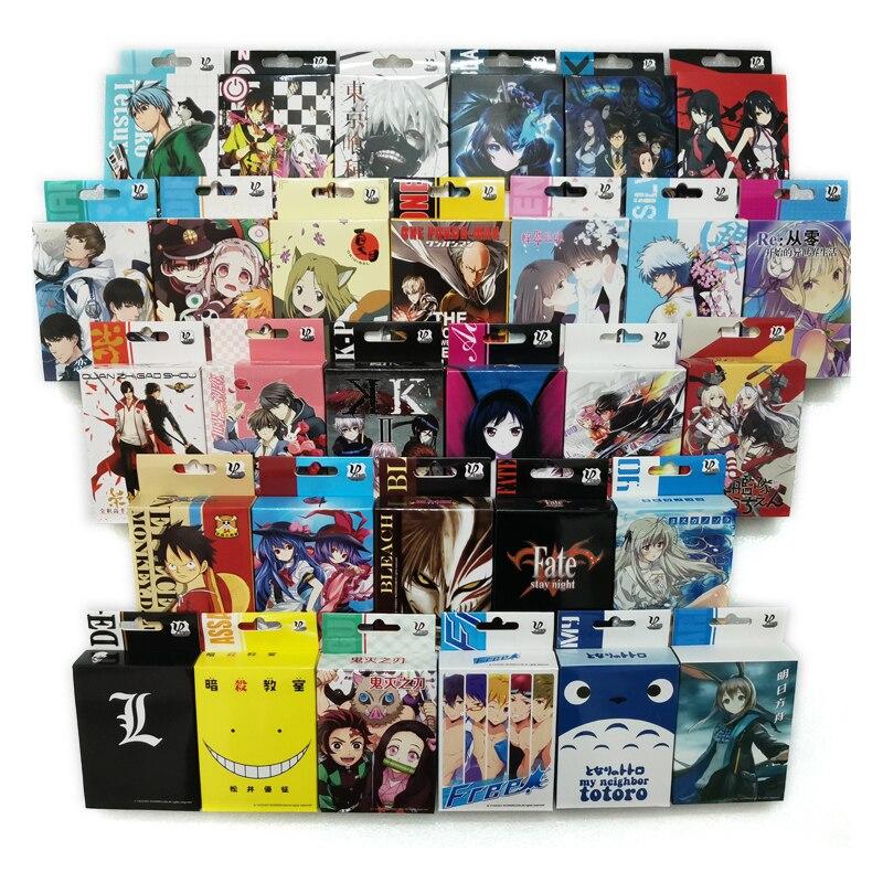 54 Pièces Cartes Anime Demon Slayer Kimetsu No Yaiba Train Infini Cosplay Jeu de Société Cartes Couverture Rigide Poker Jouet Cadeau avec Boîte