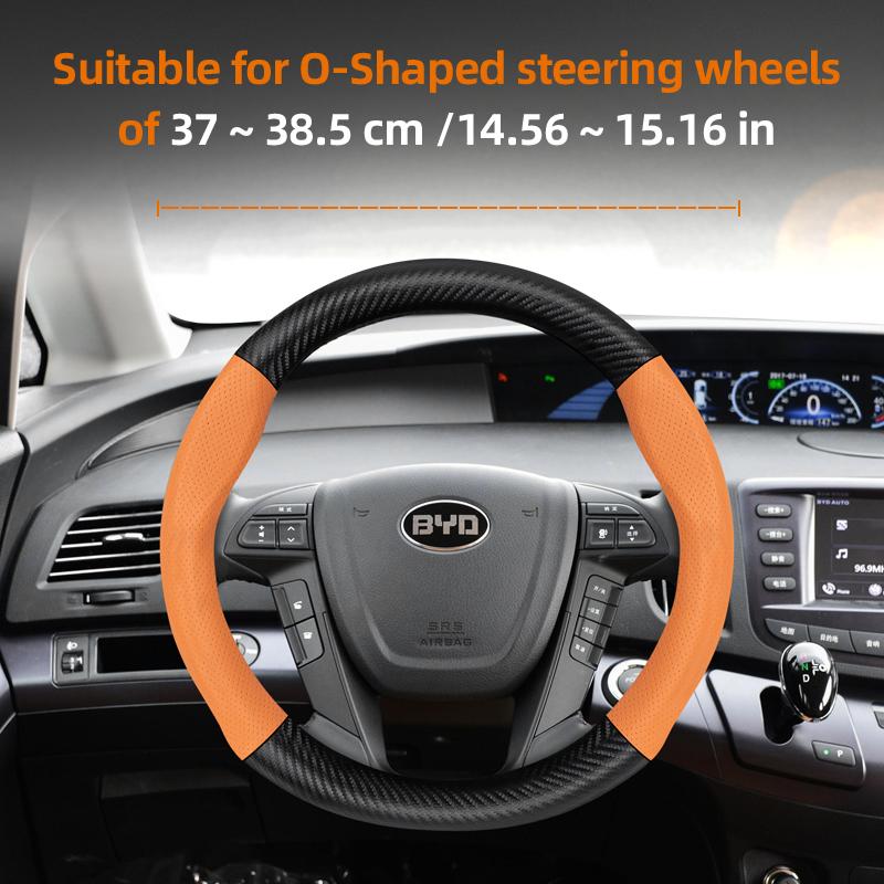 Suitable for Byd Breathable Leather Matte Carbon Fiber Texture Steering Wheel Cover Suitable for Dolphin Mini Seal Atto 3 King Shark 6 Song Pro