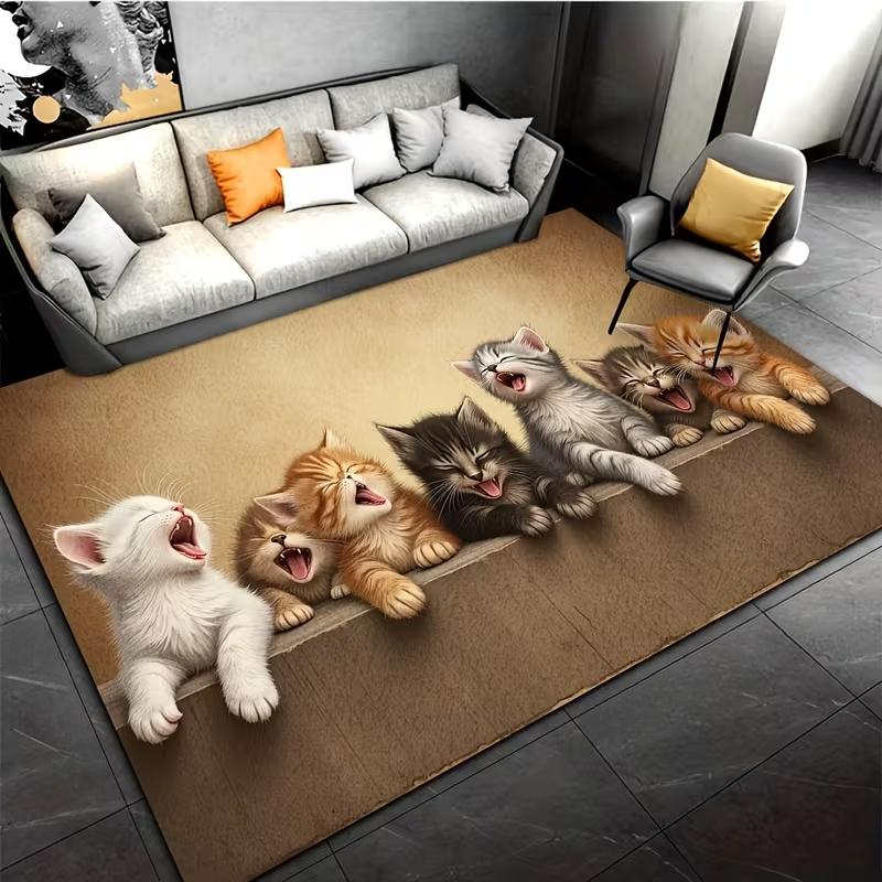 

Cat Lover Design Carpet Real Kitten Print Living Room Sofa Rug Bedroom Bedside Mat Kitchen Lounge Room Decor Home Non Slip Gift 40x60CM