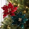 DIY Decoration Fake Flower 22cm Xmas Tree Decorations New Glitter Poinsettia  Christmas Gift