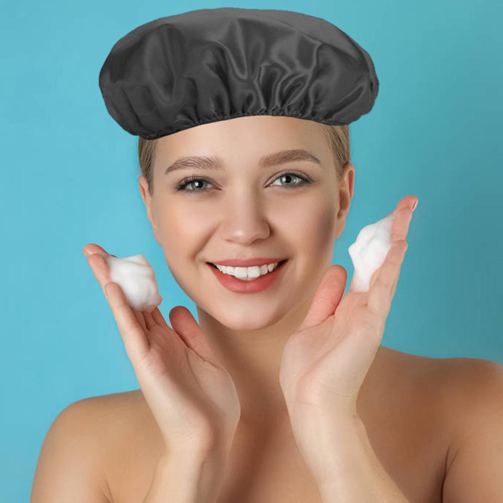 Waterproof Shower Hat Double Layer Shower Hair Cover Women Supplies for Bathroom Kitchen