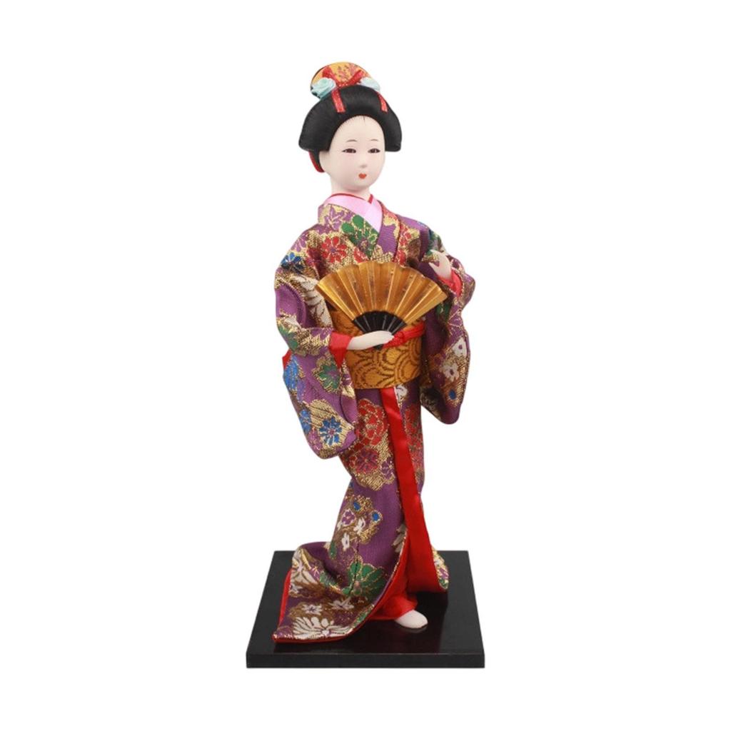 11.81inch Japanese Kimono Doll Desktop Ornament, Lady Figurine, Asian Geisha Figurine for Cabinet