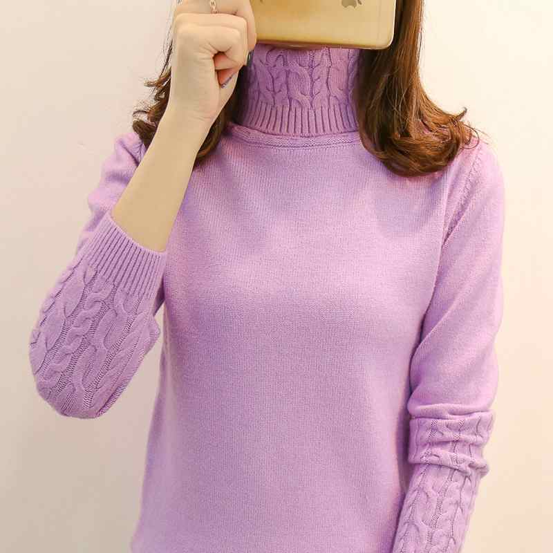 Women Sweater Turtleneck Pullovers Autumn Winter Sweaters New Long Sleeve Thick Warm Female Sweater Khaki