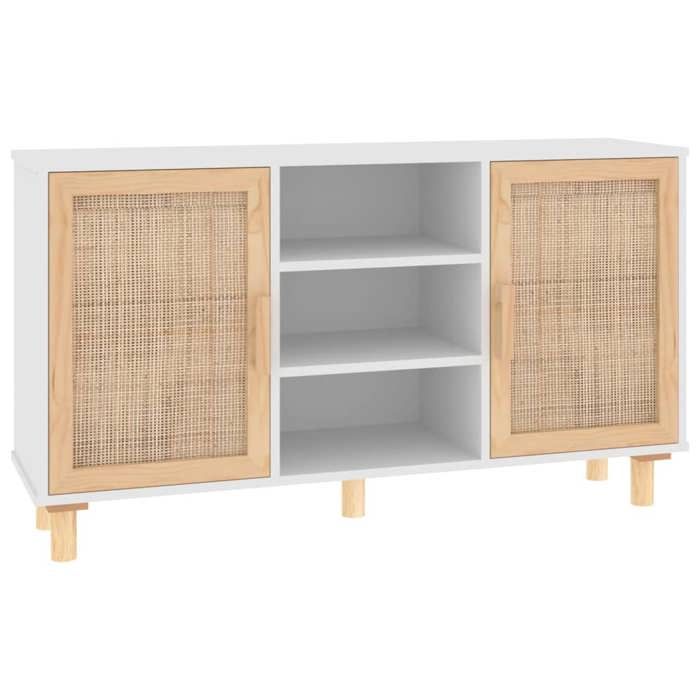 VidaXL Buffet Blanc 105x30x60 cm Bois de pin massif et rotin naturel 345639