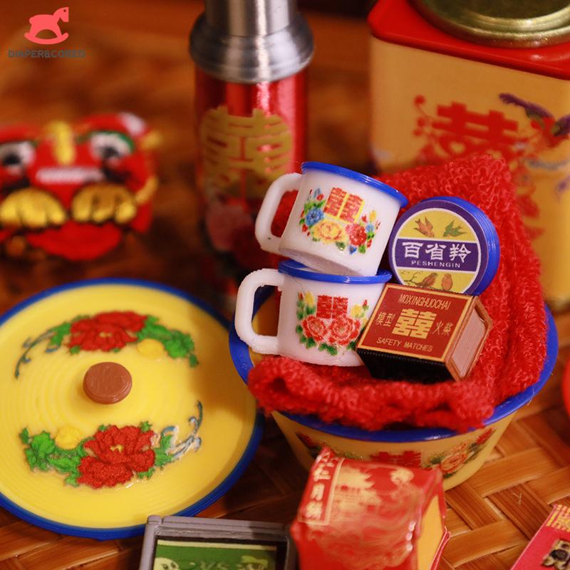 Dollhouse Chinese Style Nostalgic Simulation Model Miniature Chinese Nostalgic Scene Kitchenware Doll Accessories