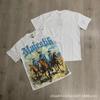 Unisex Oversized Box Fit Cotton Tee With Embroidered Rhinestone Washed Print Round Neck Short Sleeve Casual Top