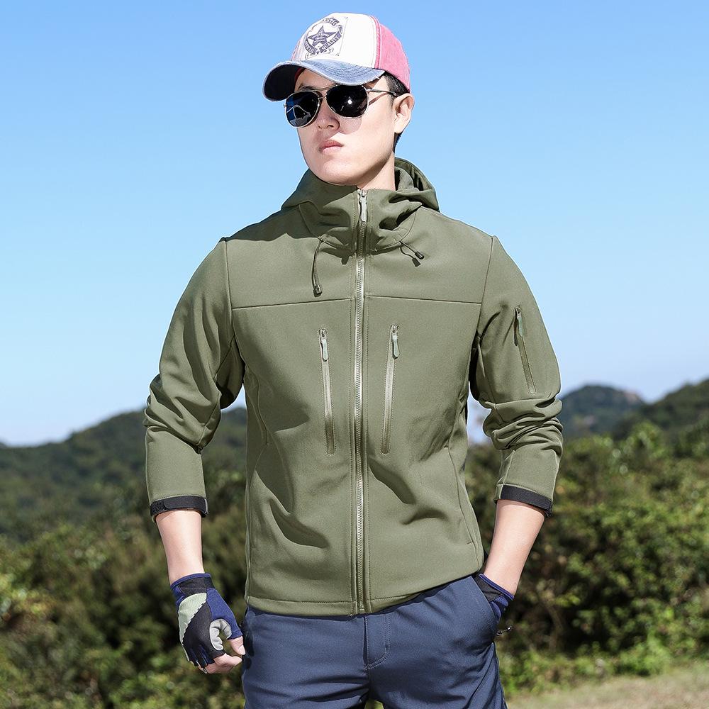 

Мужская уличная куртка софтшелл с капюшоном, ветрозащитная, на флисе 3XL