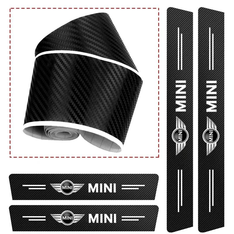 1/4/5Pcs Car Door Sill Scuff Plate Decor Carbon Fiber Stickers For BMW Mini Cooper One JCW F54 F55 F56 F57 F60 R50 R52 R53 R55
