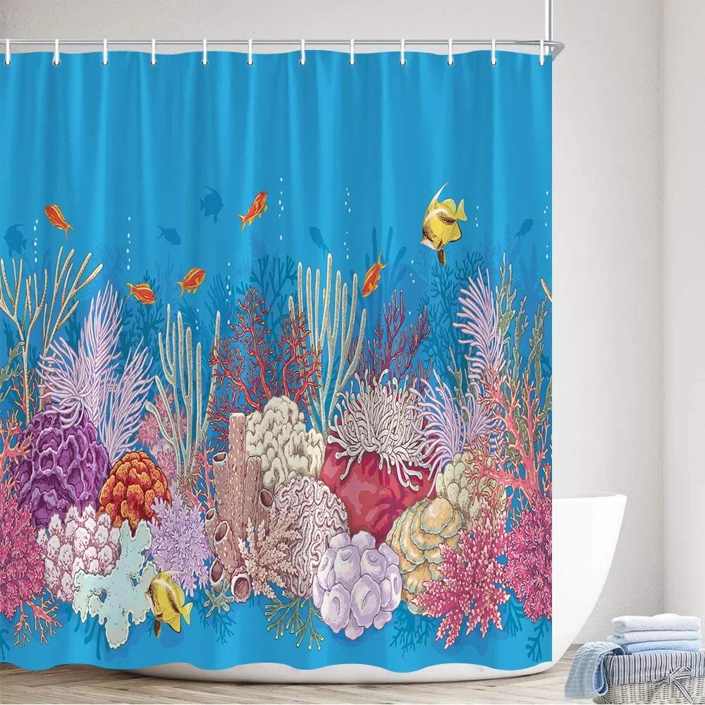 Dusk Sea Wave Beach Shower Curtains Creative Splicing Starfish Sailboat Blue Wooden Board Landscape Home Decor Bathroom Curtain