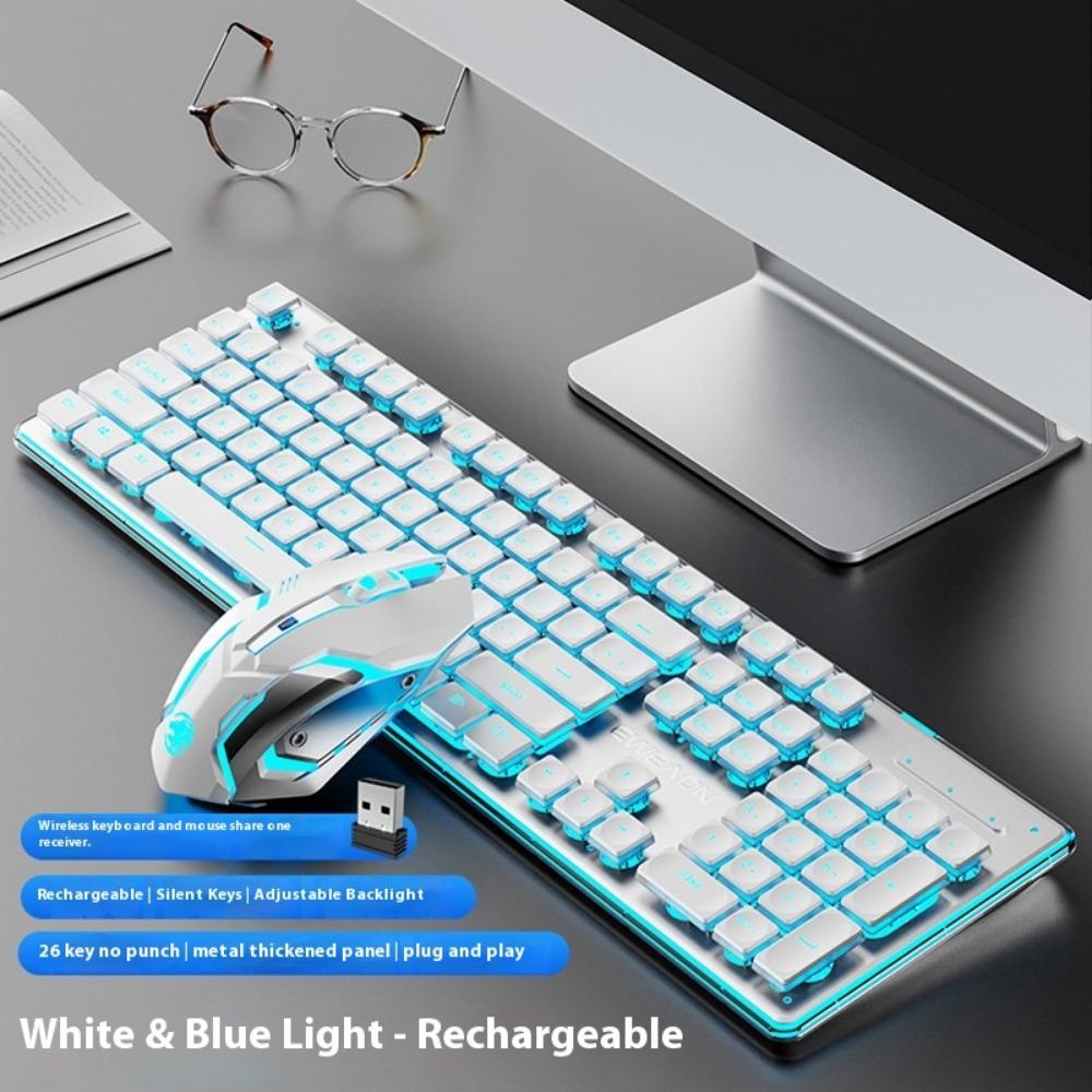 Kabelloses Tastatur- und Maus-Set, Leise Ultradünn Hochwertig Spielcomputer Büromaschinen Gefühl