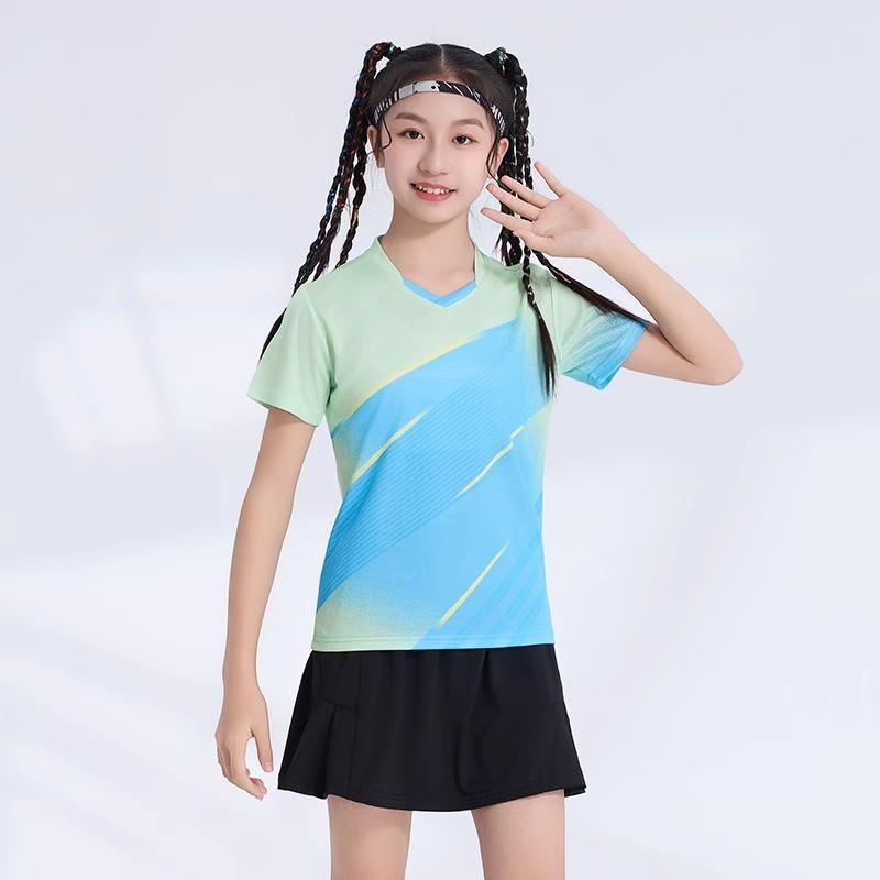 Custom Printed Quick-Dry Badminton Shirt Kids Unisex Sport Top Tennis Pickleball Training Competition Wear