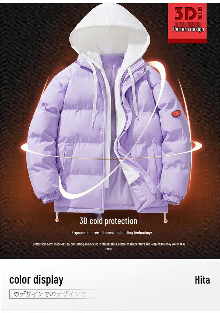 Men's Two-Piece Hooded Winter Jacket: Multi-Color, Thick Padded, Warm, Couple Style.
