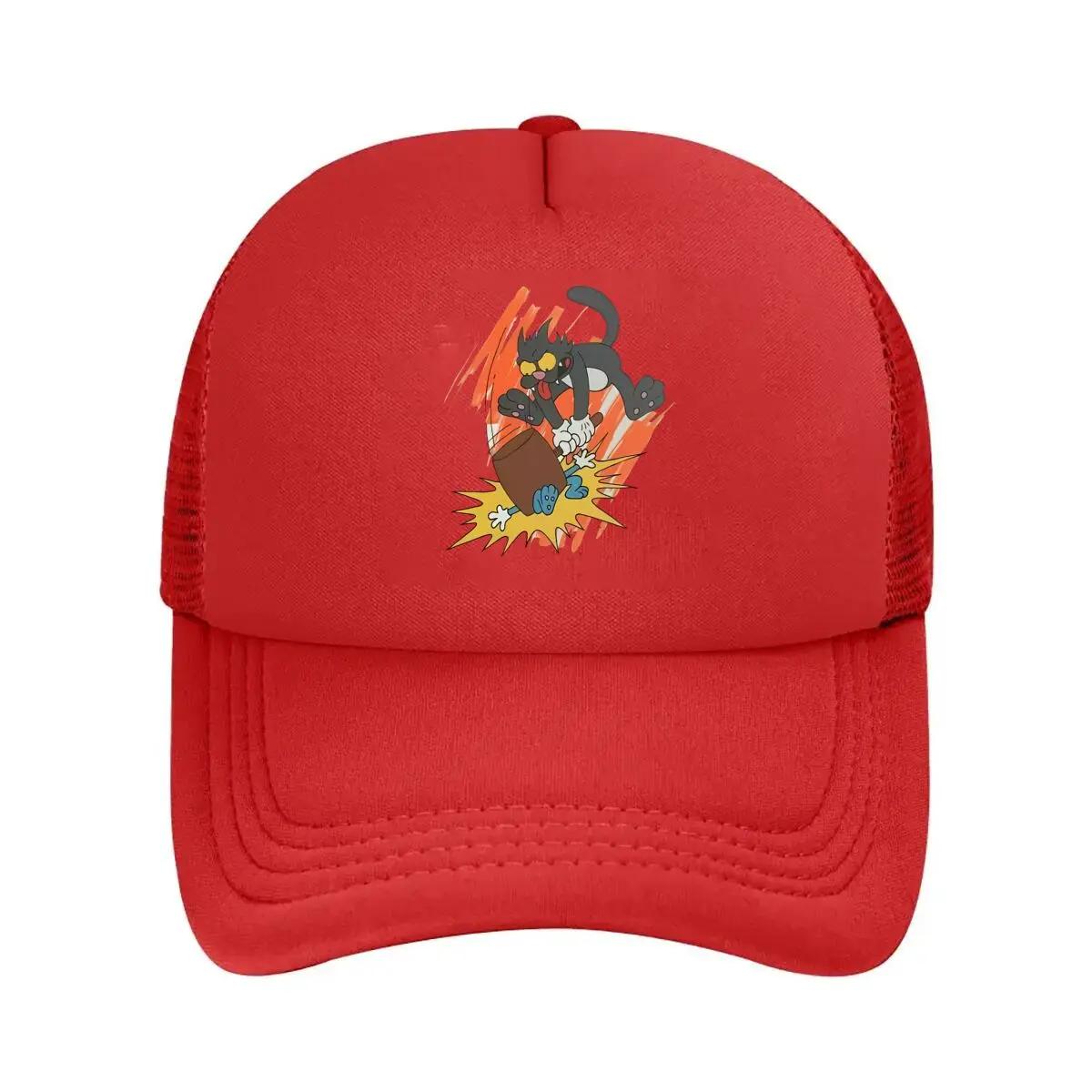 Cartoon Cat Fun Comic Art Design Mesh Baseball Cap One Size