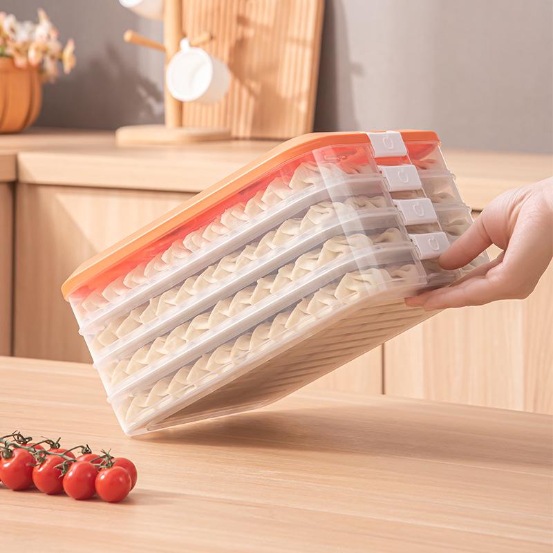Large Capacity Multi-layer Handheld Transparent Plastic Food Storage Box for Dumplings