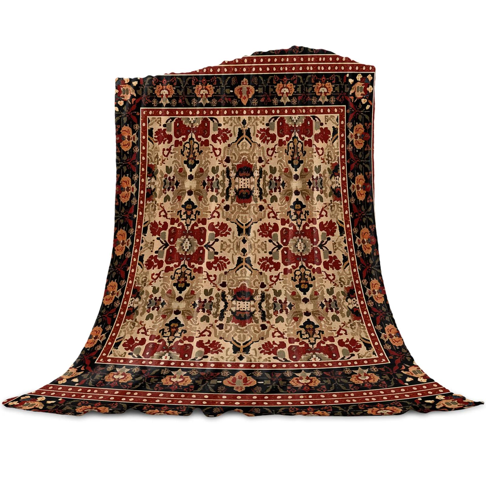 

Зимнее теплое мягкое плюшевое одеяло - Винтажный индийский богемный цветочный дизайн для дивана-кровати, Приятные праздничные подарки 30x40in