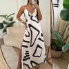 New Fashionable And Sexy Slit Print Suspender Sleeveless Dress
