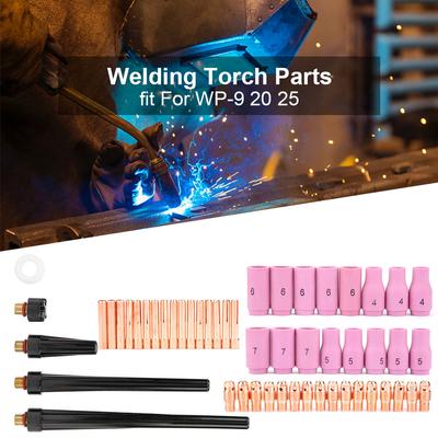 53pcs/set TIG Welding Torch Body Parts Gas Lens Nozzle Collet Cup Kit For WP-9/20/25 TIG Welding Torch Accessories Replacement