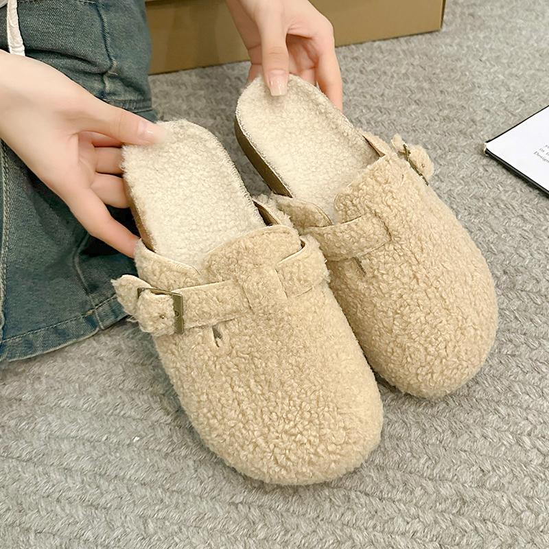 Fashion Soft Footbed Teddy Fur Mule Clogs For Woman Winter Warm Plush Slide Sandals Ladies Brand Design Fluffy Birken Shoes