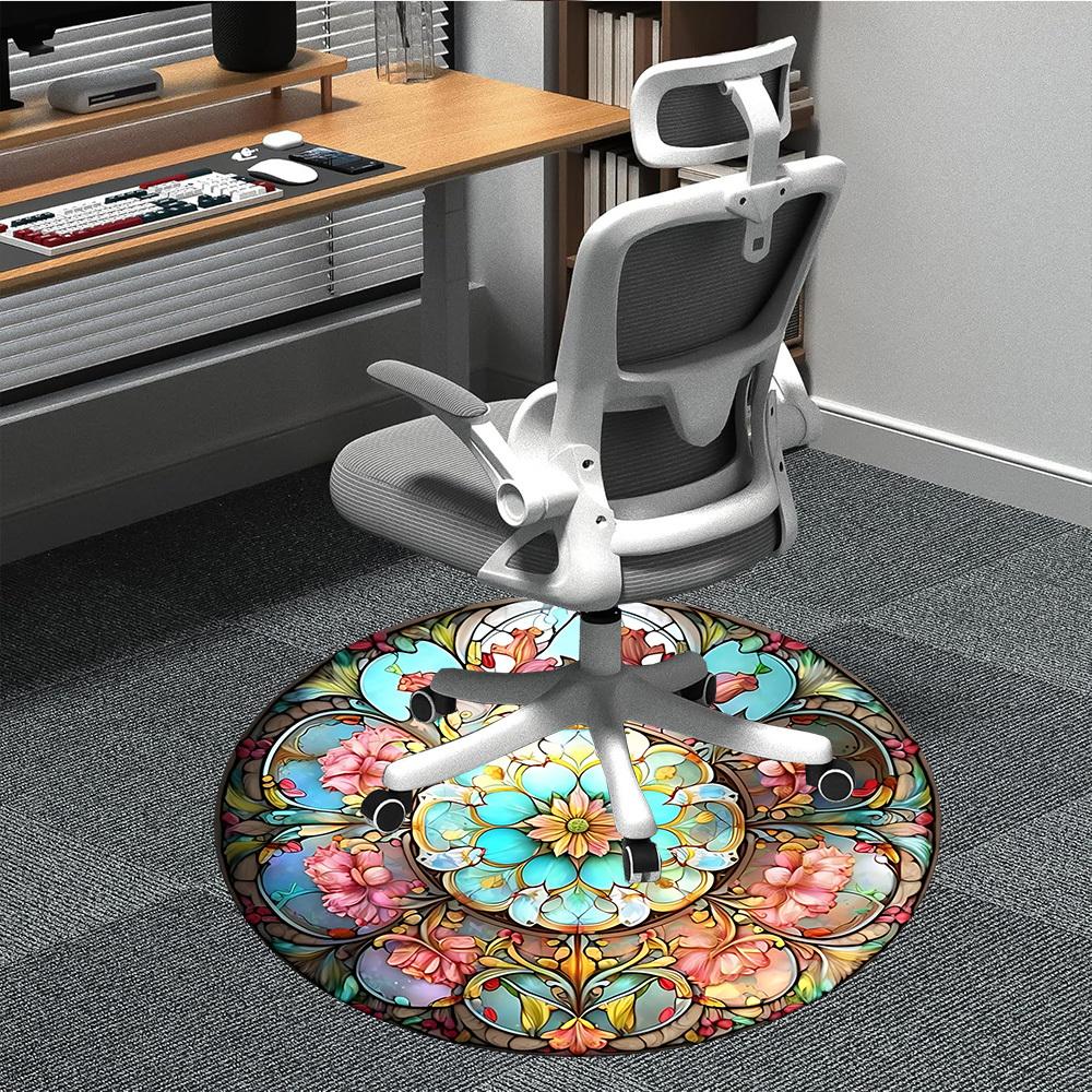 

1pc Butterfly Stained Glass Chair Carpet for Office - Durable, Ideal for Chair Mats, Stylish & Functional Decorative Rug yy260130035 80cm by 80cm