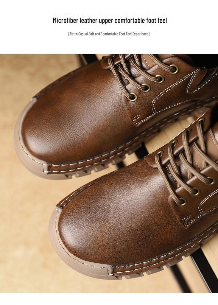 Men's Large Soft Sole Leather Driving Shoes - Hand-stitched Low-top Lace-up Autumn Casual Footwear