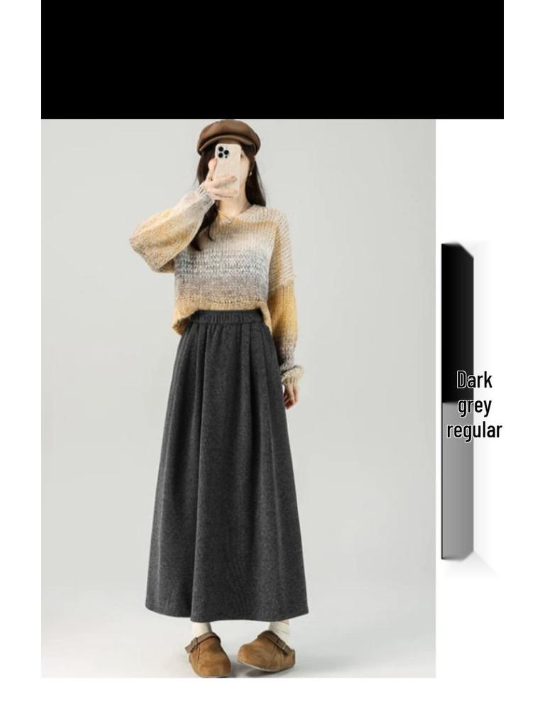 Off-White High Waist Glutinous Rice A-Line Skirt for Women - Slim, Flattering, Mid-Length, Yamamoto Style, Spring/Autumn/Winter 2025