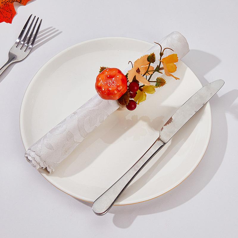 Halloweenská dekorativní spona na ubrousky nový Halloweenský dýňový lebkový kroužek na ubrousky Velikonoční dýňový javorový list kroužek na ubrousky