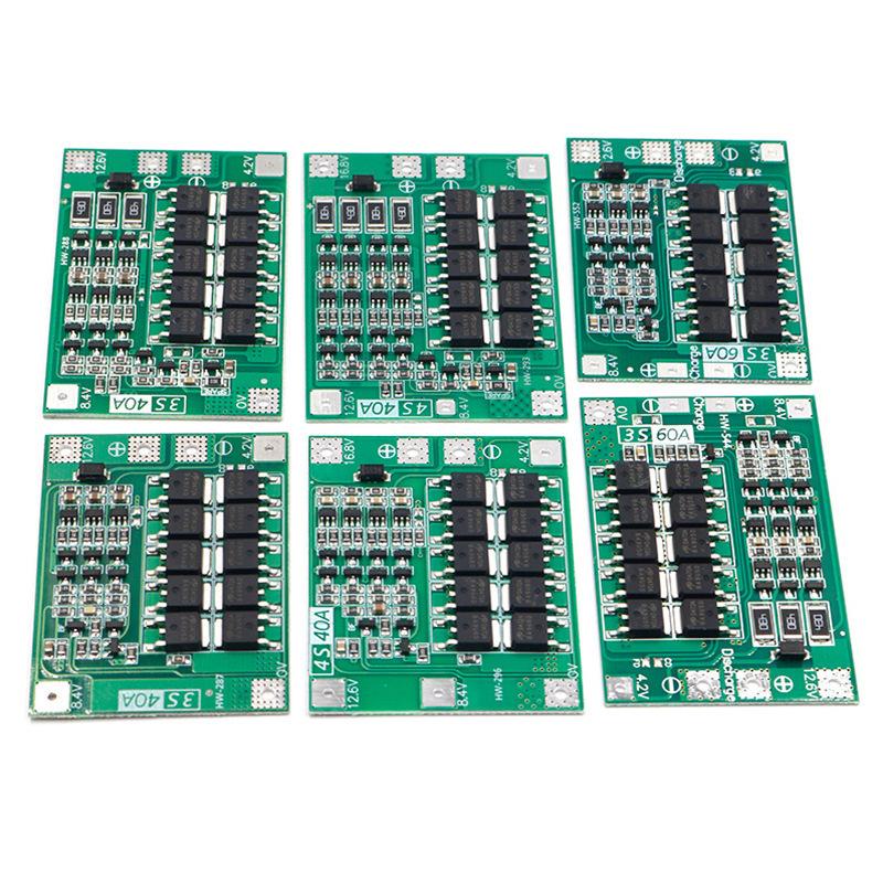 40A/60A Balanced Enhanced Lithium-Ion Battery Charger Protection Board for 3/4 Series, Electric Drill Compatible