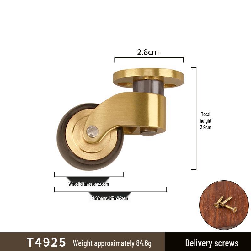 Brass Caster Wheels with Silent Bearings for Furniture and Pianos - Heavy-Duty Swivel Design