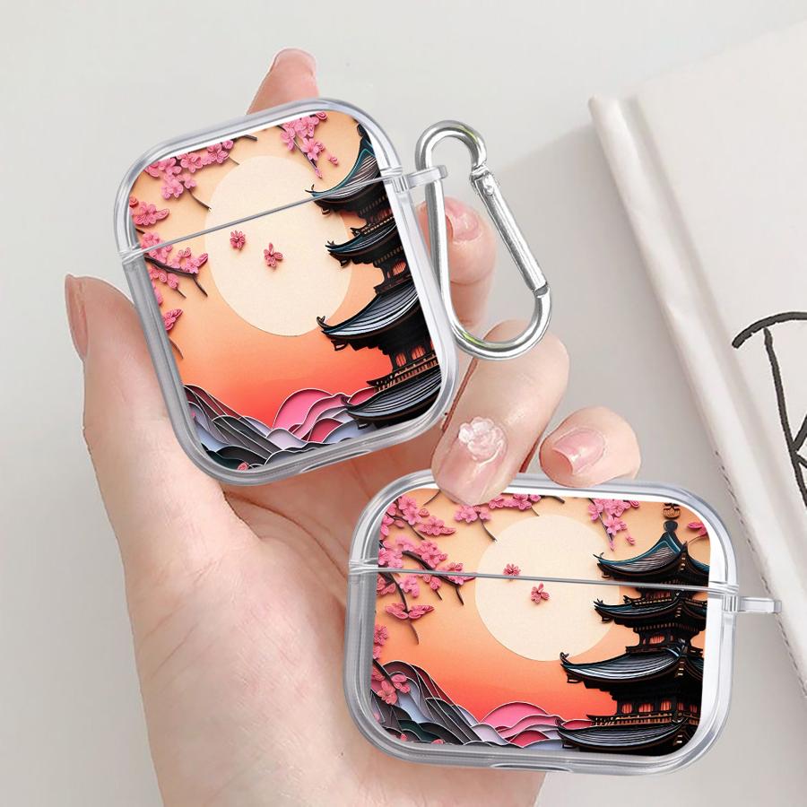 Japanische Alte Hausmalerei Hülle Für Airpods 2 1 3 Pro3 Pro2 4 Pro Klare Kopfhörerhüllen Abdeckung