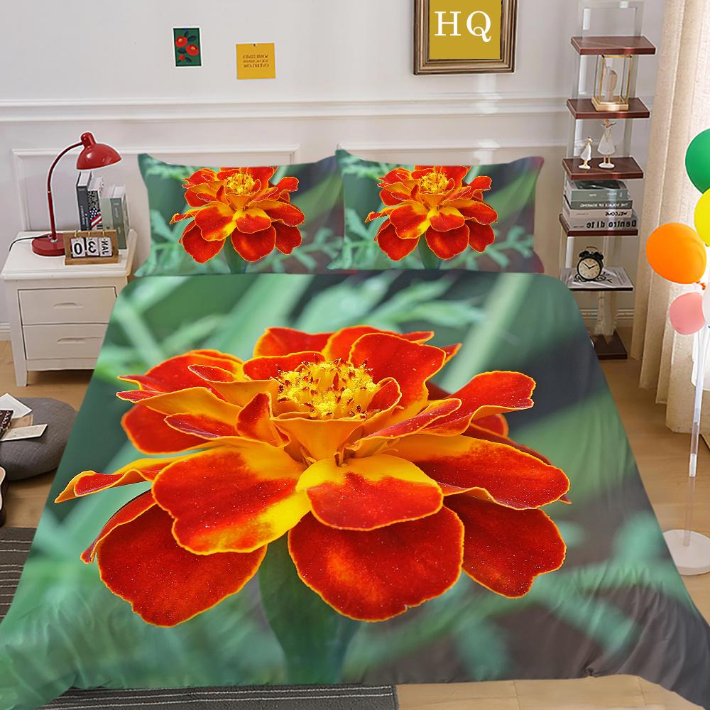 3D Flowers Printing Bedding Cover King Size Polyester Bedspreads Design High Quality Home Bedclothes