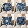 Home Decor Stylish Blue And White Floral Pattern Pillow Pattern Cushion Cover Suitable For Sofa Bedroom Car Pillow Cover