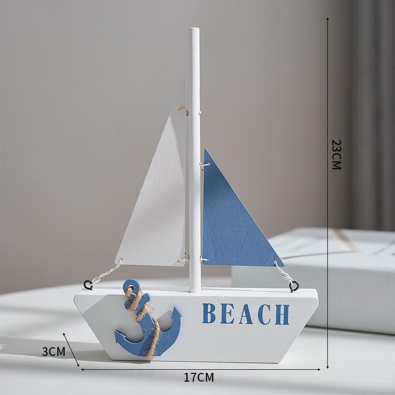 Porzellan Segelschiff Modell im mediterranen Stil - Kreative Holz Heimdeko Ornamente