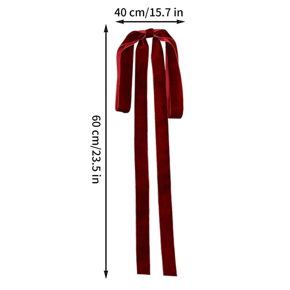 

6pcs Christmas Tree Bow Wrapping Pull Bow Ornament Festive Home Decoration 60X40CM Red Xmas Bows Velvet Wreath 60X40CM