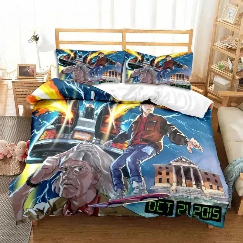 

Sci-fi Movie Back To The Future Bedding Set Single Twin Full Queen King Size Bed Set Adult Boys Bedroom Bedding Gift EU single(135x200cm)
