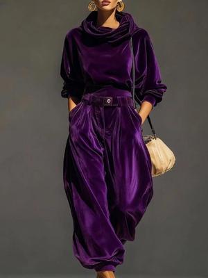 Nuovo Set Casual con Felpa con Cappuccio a Maniche Lunghe e Pantaloni a Gamba Larga per Donna