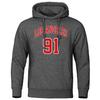 Los Angeles 91 Team Uniform Print Hoodies Man Oversize Autumn Winter Fleece Hoody Streetwear Hip Hop  Pullover  Tracksuit  Men