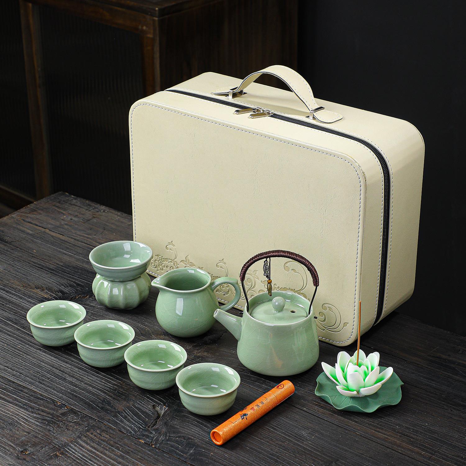 

Annual Meeting Practical Business Souvenir High-end Ice Suet Jade Tea Set Company Corporate Event Souvenirs