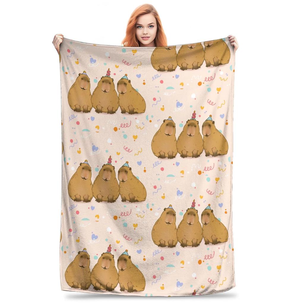 Cute Capybara Capibara Animal Blanket Fleece Printed Breathable Super Warm Throw Blankets for Bedding Travel Bedspread