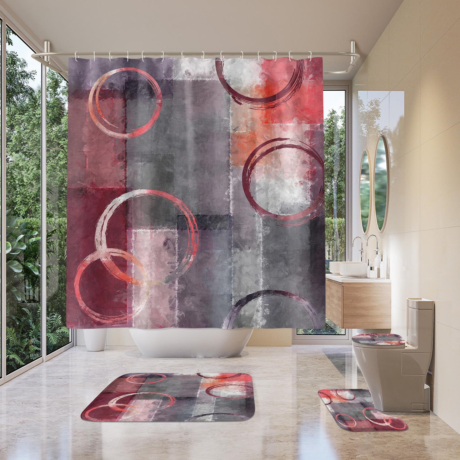 

Самый продаваемый 3D HD Цифровая печать Занавеска для душа и коврик для ванной 4 предмета | Полиэстер Водонепроницаемый 90x180-220g