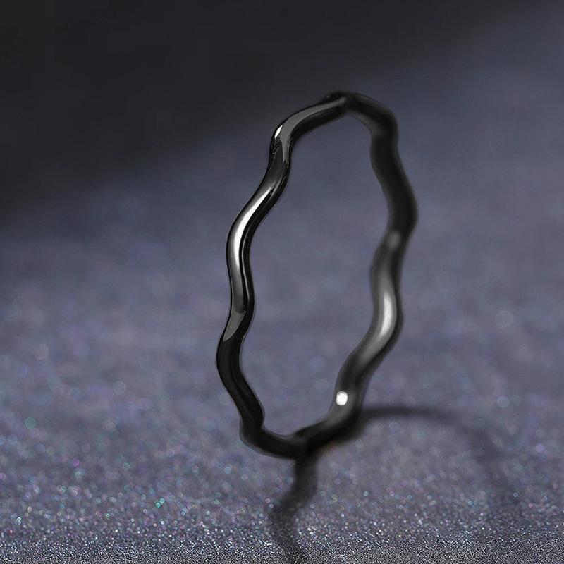 Stainless Steel Ring Minimalist Sea Wave Light Luxury Elegant Fashion Couple Rings for Women  Wedding Trendy Fine Gifts