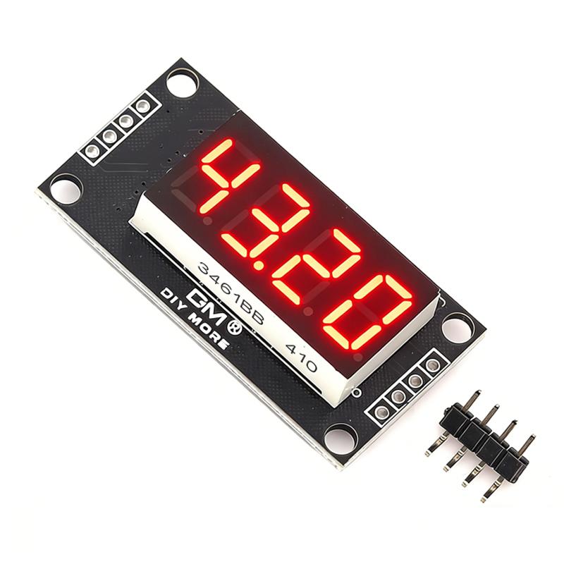 TM1637 4 Digit LED Display Module 0.36 Inch Dimmable Black Face Digital Tube Red Green Yellow Blue White