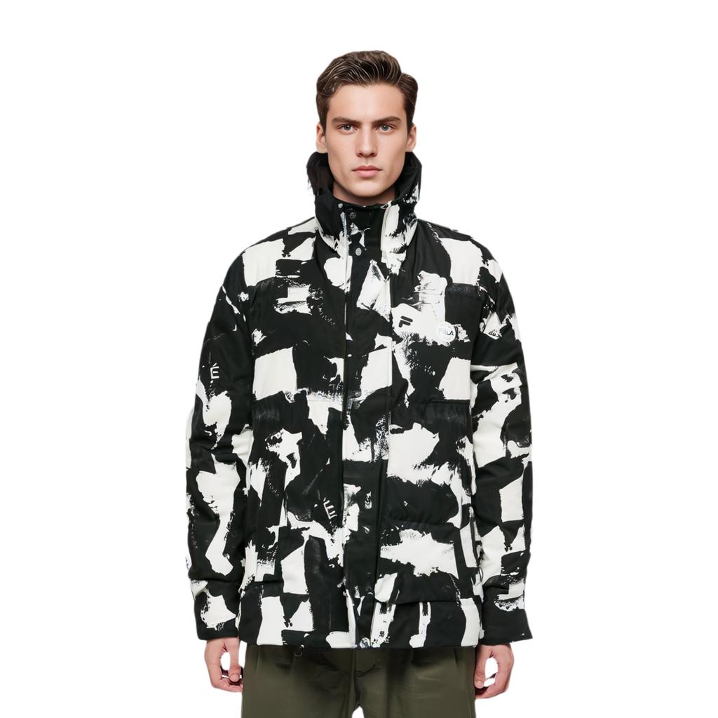 FILA X Études Collaboration All-Over Print Zipper Stand Collar Long Sleeve Down Jacket Men outerwear F11M346901F-ZA