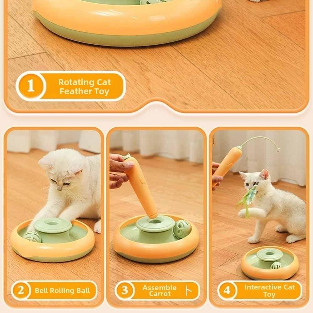 Multifunctional Electric Cat Toy Self Rotating Sturdy Design Cat Feather Teaser Reusable Self Rotating Teaser