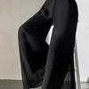 Women Pants Elastic High Waist Wide Leg Loose Fit Casual Trousers Summer Chiffon Long