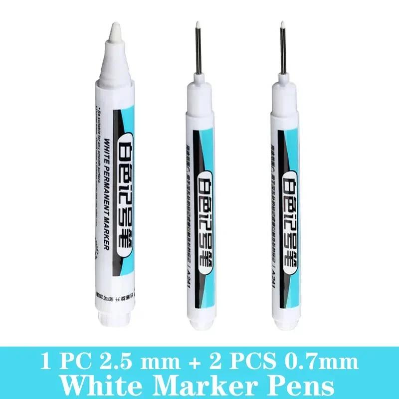 1/3/5 PCS White Paint Markers Pens Oily Waterproof Plastic Large Capacity White Marker School Supplies Stationery 0.7/1.0/2.5mm