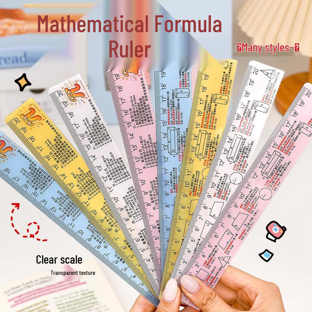 Student Math Graphic Formula Ruler - Learning Aid for Primary and Junior High Students, Rhyme and Wave Scale Design.