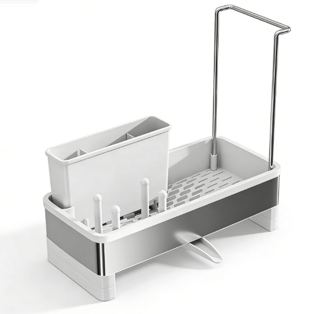 Kitchen Sponge Holder Sink Organizer Divided Compartments Efficient Drainage Tidy Sink Area Storage Rack Storage Holder