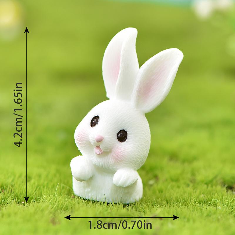 Niedliches Kaninchen-Häschen-Ornament, Kunstharz, für Zuhause, Mini-Häschen, Miniaturfiguren, Miniatur-Landschaftsdekoration, Heim, Osterdekoration