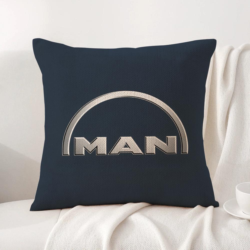 

MMan Truck Logo Cushion Cover Natural Linen Organic Fabric DoubleSided Printing Sofa Home Decor Breathable Bed Pillow 30x30cm