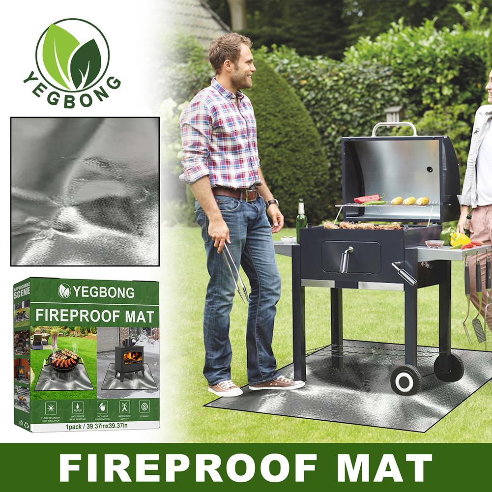 

Квадратний килимок для вогнища, термостійка, вогнезахисна основа, 100смx100см, 3 шари, великий килимок для вогнища, легко чиститься, для тераси, патіо China Mainland